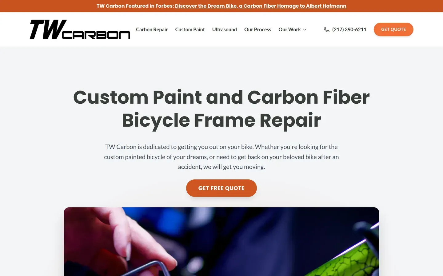 The TW Carbon homepage, a hand-coded site built by Better Off Growth